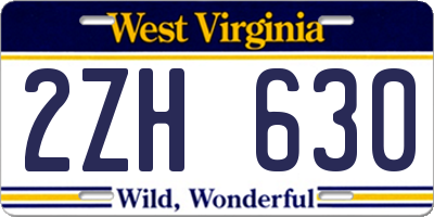 WV license plate 2ZH630