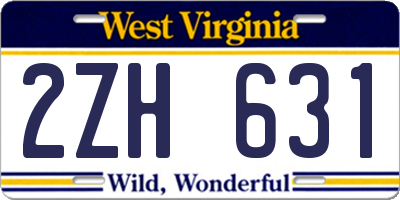 WV license plate 2ZH631