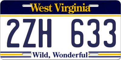 WV license plate 2ZH633