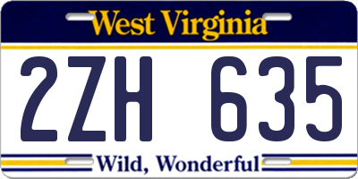 WV license plate 2ZH635