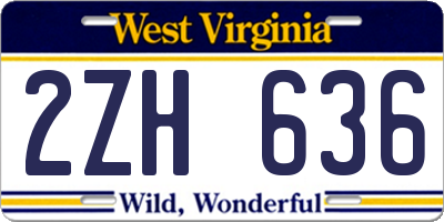 WV license plate 2ZH636