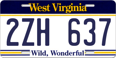 WV license plate 2ZH637