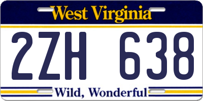 WV license plate 2ZH638