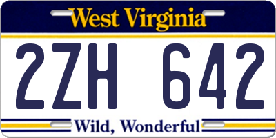 WV license plate 2ZH642