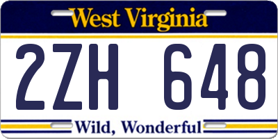 WV license plate 2ZH648