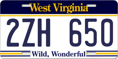 WV license plate 2ZH650