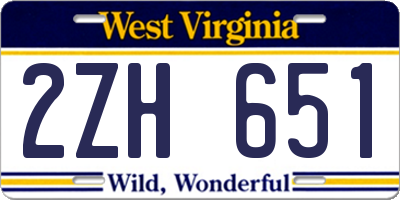 WV license plate 2ZH651