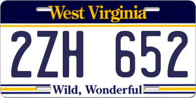 WV license plate 2ZH652
