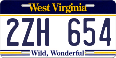 WV license plate 2ZH654