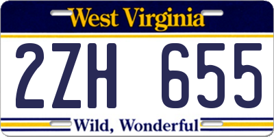 WV license plate 2ZH655