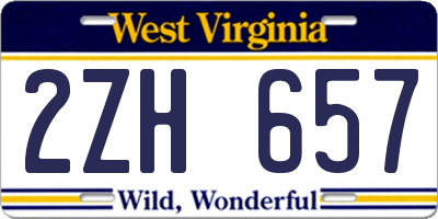 WV license plate 2ZH657