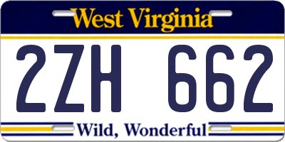 WV license plate 2ZH662