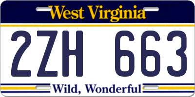 WV license plate 2ZH663