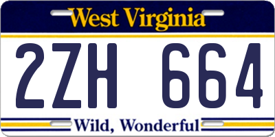 WV license plate 2ZH664