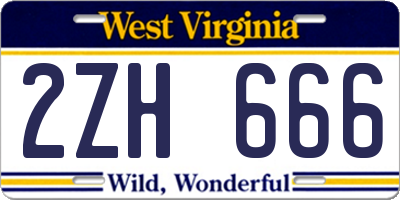 WV license plate 2ZH666