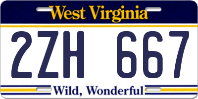 WV license plate 2ZH667