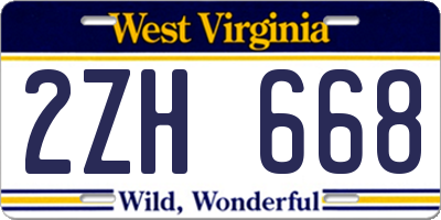 WV license plate 2ZH668