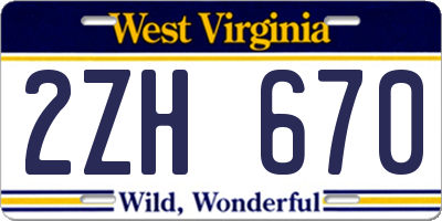 WV license plate 2ZH670