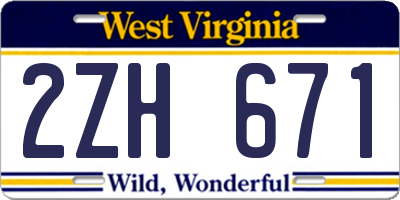 WV license plate 2ZH671