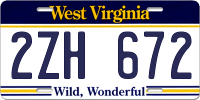 WV license plate 2ZH672