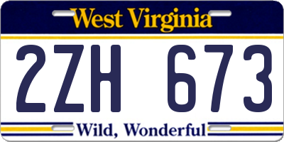 WV license plate 2ZH673