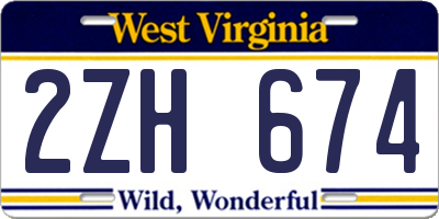 WV license plate 2ZH674