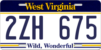 WV license plate 2ZH675