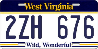 WV license plate 2ZH676