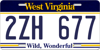 WV license plate 2ZH677