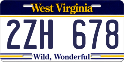 WV license plate 2ZH678
