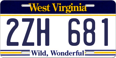 WV license plate 2ZH681