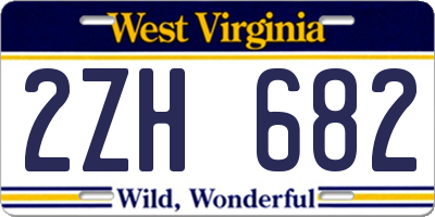 WV license plate 2ZH682