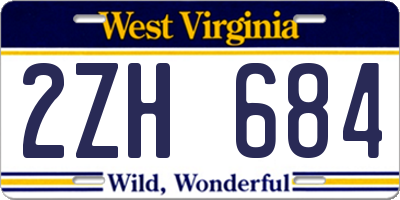 WV license plate 2ZH684