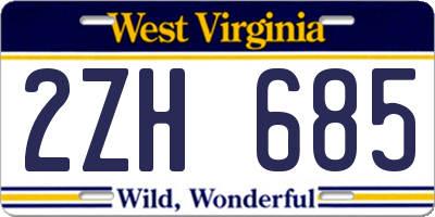 WV license plate 2ZH685