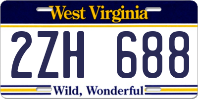WV license plate 2ZH688