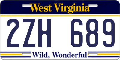 WV license plate 2ZH689