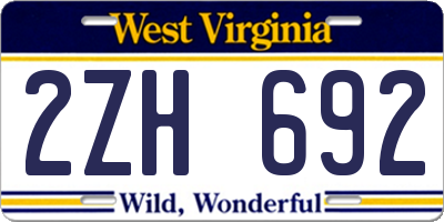 WV license plate 2ZH692