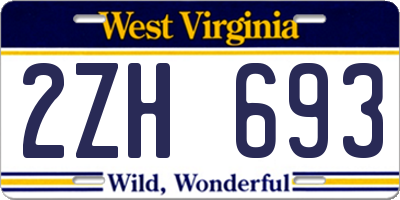 WV license plate 2ZH693