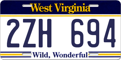 WV license plate 2ZH694
