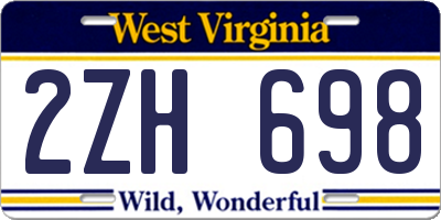 WV license plate 2ZH698