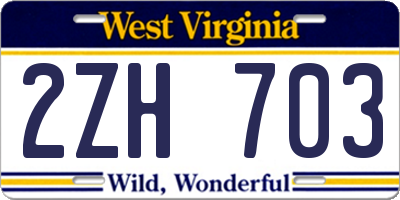 WV license plate 2ZH703