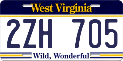 WV license plate 2ZH705
