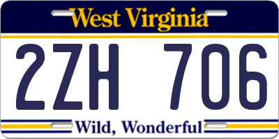WV license plate 2ZH706