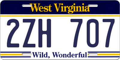 WV license plate 2ZH707