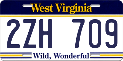 WV license plate 2ZH709