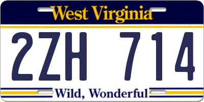 WV license plate 2ZH714