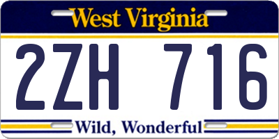WV license plate 2ZH716