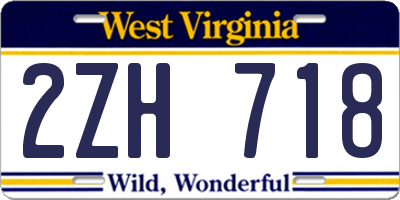 WV license plate 2ZH718