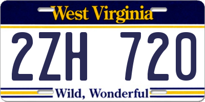 WV license plate 2ZH720