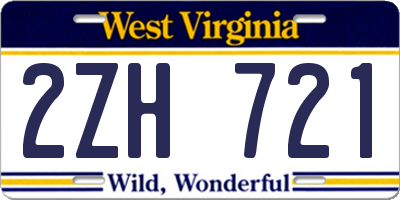 WV license plate 2ZH721